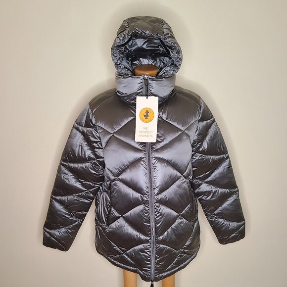SAVE THE DUCK Silver Kimia Diamond Quilt Jacket - Size Large NWT - Picture 2 of 13